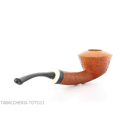 Gheppo semi-curved Dublin shaped pipe with sandblasted briar finish-Gheppo Italian Pipes