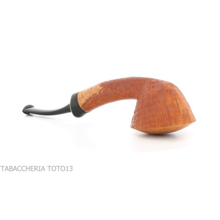 Gheppo semi-curved Dublin shaped pipe with sandblasted briar finish-Gheppo Italian Pipes