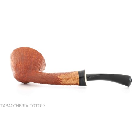 Gheppo semi-curved Dublin shaped pipe with sandblasted briar finish-Gheppo Italian Pipes