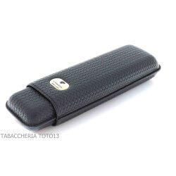 Cohiba pocket cigar case in black leather 2 places Habanos S.A. Poket Case for Cigar
