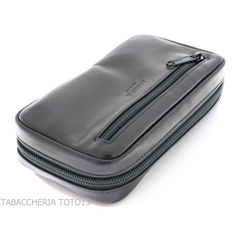 Arcadia Tasche für 2 Pfeifen und Tabakhalter in Leder verschiedene Farben - Arcadia