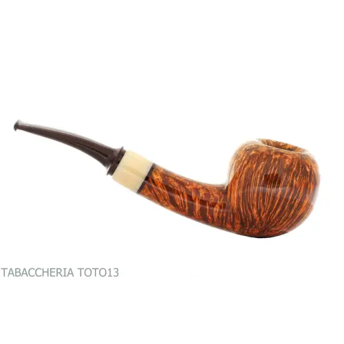 Pipa Damini semicurvada en forma de manzana en brezo natural brillante - Pipas de Tabaco