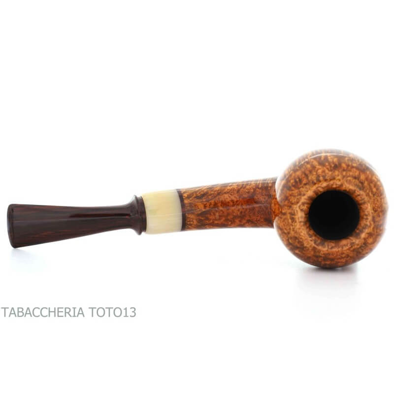 Pipe semi-courbée en forme de pomme Damini en bruyère naturelle brillante - Massimo Damini pipe