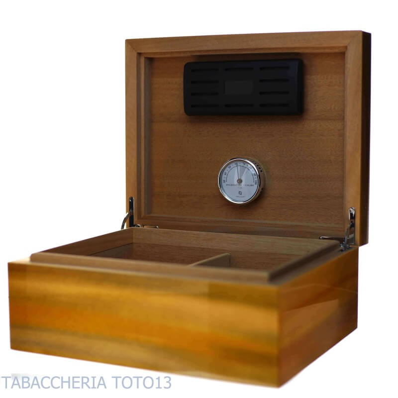 Gentili humidified light beech box for cigars with hygrometer