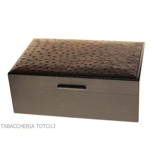 Gentili scatola umidificata per 40 sigari finitura wenge opaco e pelle di struzzo - Accessori Per Sigari
