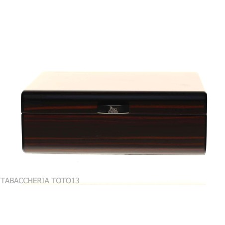 Cigar case ironwood finish rounded corners with hygrometer and humidifier - Accessories Cigar