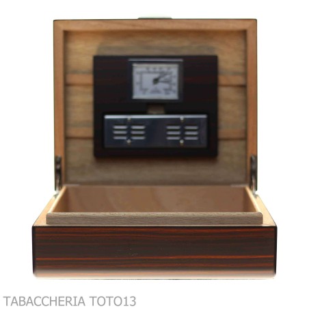 Cigar case ironwood finish rounded corners with hygrometer and humidifier - Accessories Cigar