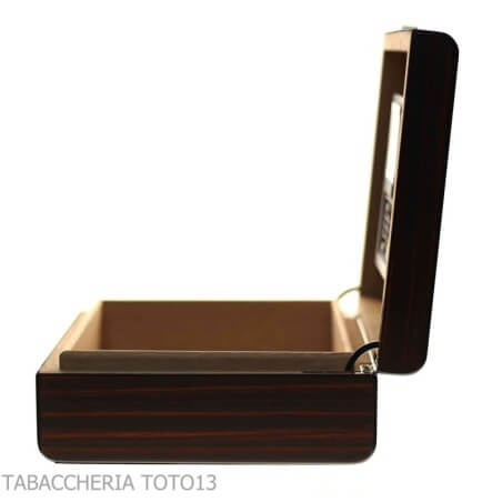 Scatola porta toscani finitura ironwood angoli arrotondati con igrometro e umidificatore - Lubinski