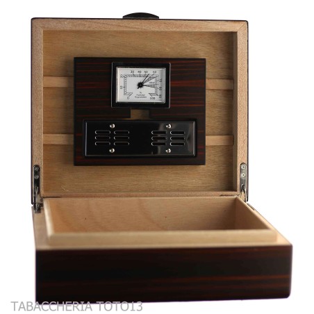 Cigar case ironwood finish rounded corners with hygrometer and humidifier - Accessories Cigar
