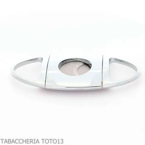 Oval polished chrome rounded stainless steel cigar cutter - Accessories Cigar - Metal