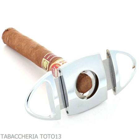 Oval polished chrome rounded stainless steel cigar cutter - Accessories Cigar - Metal