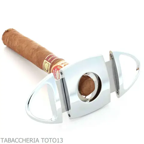 Oval polished chrome rounded stainless steel cigar cutter - Accessories Cigar - Metal