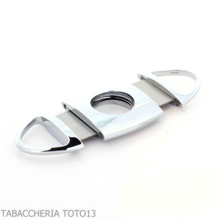 Oval polished chrome rounded stainless steel cigar cutter - Accessories Cigar - Metal