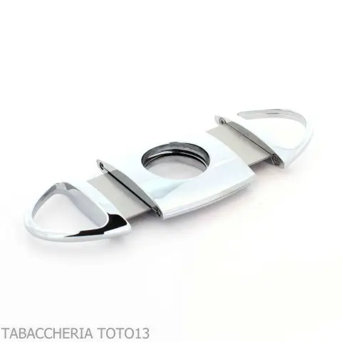 Oval polished chrome rounded stainless steel cigar cutter - Accessories Cigar - Metal