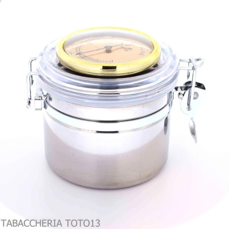 https://tabaccheriatoto13.com/28551-medium_default/steel-tobacco-holder-jar-with-hygrometer-and-humidifier.webp