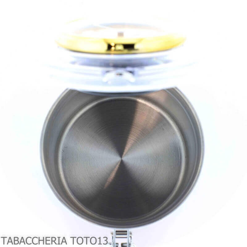 Tarro porta tabaco de acero con higrómetro y humidificador - Lubinski