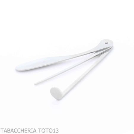 Cuillère cure-pipe longue et fine en inox trois usages - Accessoires pour pipes - Métal