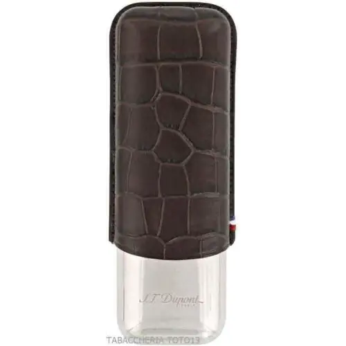 St. Dupont portasigari Dandy in metallo e pelle marrone 2 posti - Accessori Per Sigari