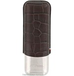 Etui à cigares St. Dupont Dandy en métal et cuir marron 2 places - Accessoires Cigare - Métal