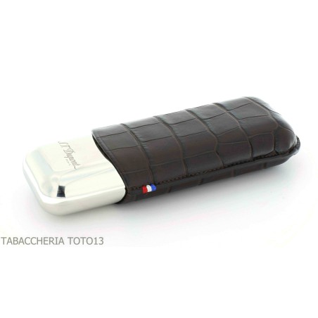 Etui à cigares St. Dupont Dandy en métal et cuir marron 2 places - Accessoires Cigare - Métal