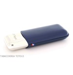 Estuche de cigarros St. Dupont en metal y cuero azul 2 lugares - Cajas de cigarros de bolsillo