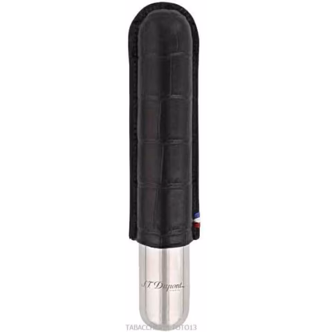 St. Dupont Dandy cigar case in metal and black leather 1 places - Accessories Cigar - Metal
