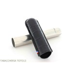 St. Dupont Dandy cigar case in metal and black leather 1 places - Accessories Cigar - Metal
