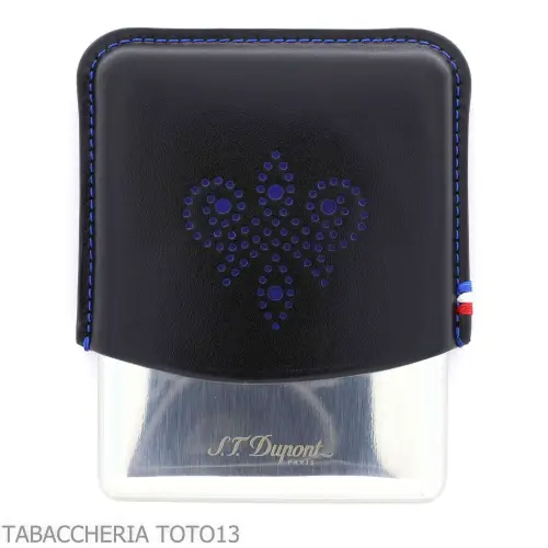 St. Dupont Derby Zigarillos Etui aus Metall und schwarzem Leder mit Dekoration 8 Plätze - Zubehör Für Zigaretten Und Rolling