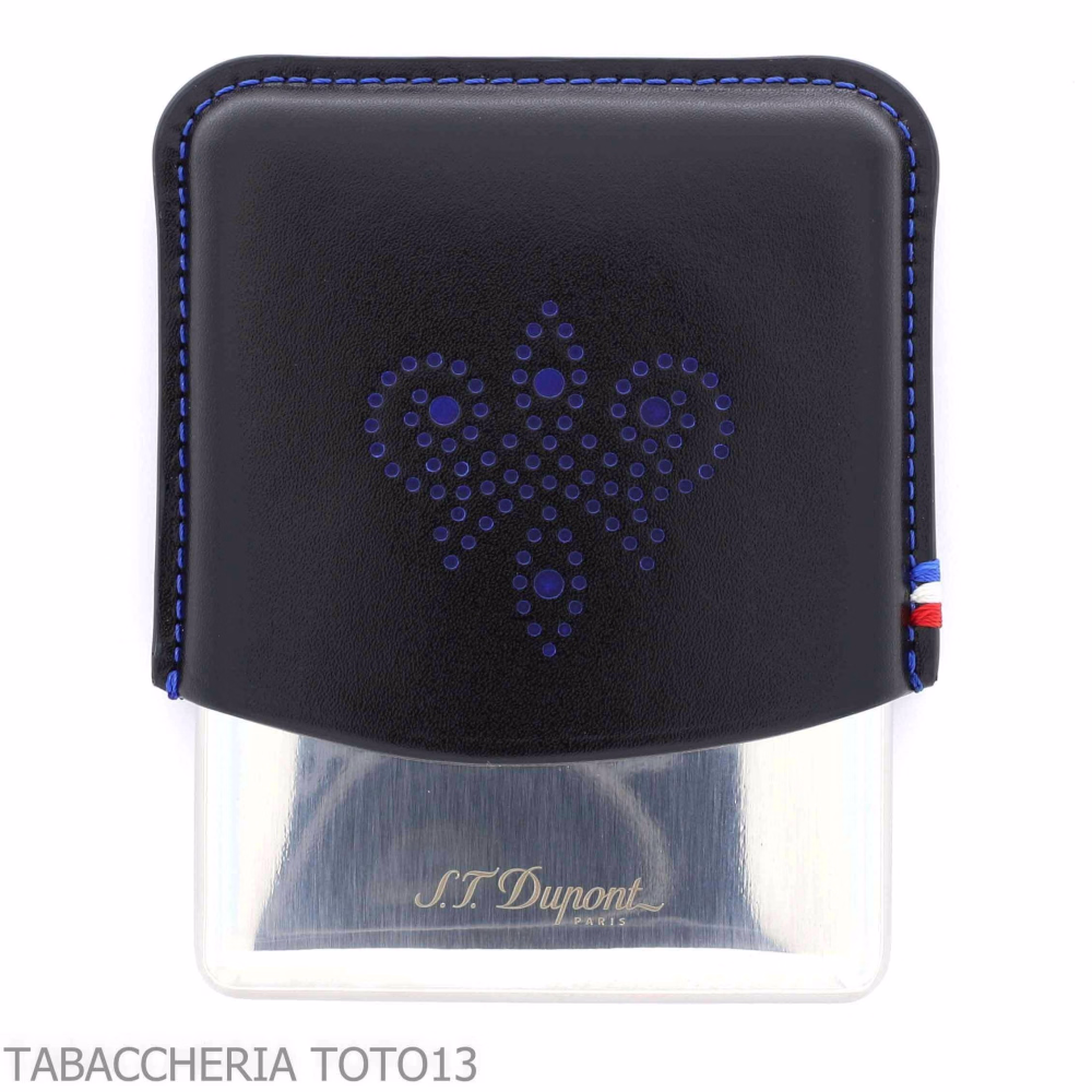 St. Dupont Derby Zigarillos Etui aus Metall und schwarzem Leder mit Dekoration 8 Plätze - Zubehör Für Zigaretten Und Rolling