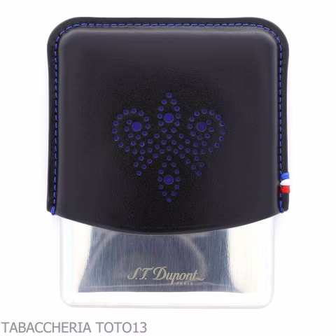 St. Dupont Derby Zigarillos Etui aus Metall und schwarzem Leder mit Dekoration 8 Plätze - Zubehör Für Zigaretten Und Rolling