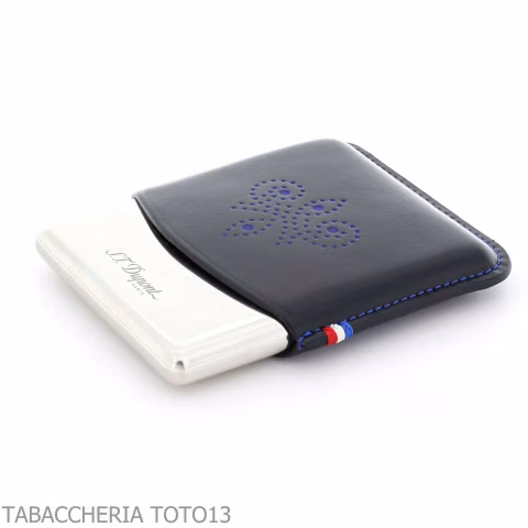 St. Dupont Derby Zigarillos Etui aus Metall und schwarzem Leder mit Dekoration 8 Plätze - Zubehör Für Zigaretten Und Rolling