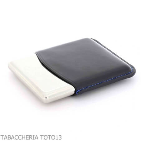 Estuche para puritos St. Dupont Derby en metal y cuero negro con decoración 8 plazas - S.t. Dupont