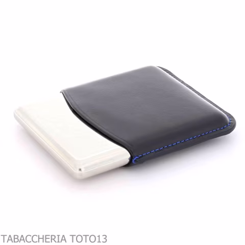St. Dupont Derby Zigarillos Etui aus Metall und schwarzem Leder mit Dekoration 8 Plätze - Zubehör Für Zigaretten Und Rolling