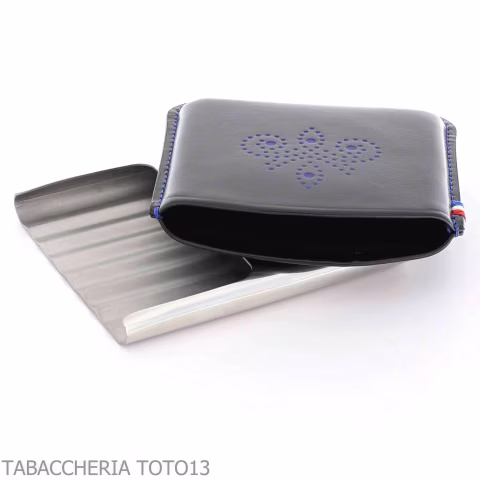 St. Dupont Derby Zigarillos Etui aus Metall und schwarzem Leder mit Dekoration 8 Plätze - Zubehör Für Zigaretten Und Rolling