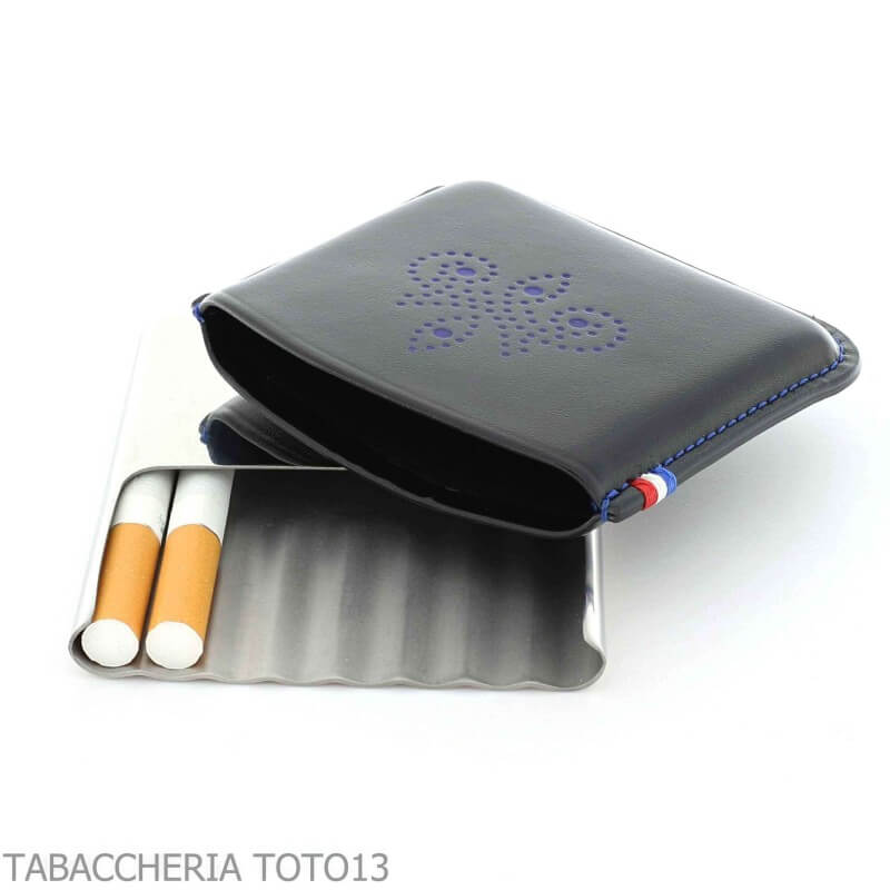 St. Dupont Derby custodia per cigarillos in metallo e pelle nera con decoro 8 posti - S.t. Dupont