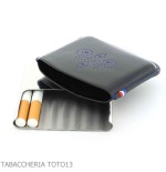 St. Dupont Derby Zigarillos Etui aus Metall und schwarzem Leder mit Dekoration 8 Plätze - Zubehör Für Zigaretten Und Rolling