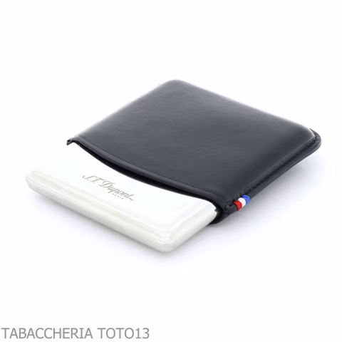 Estuche para puritos St. Dupont en metal y cuero negro 8 plazas - Accesorios Para Cigarrillos y Laminado
