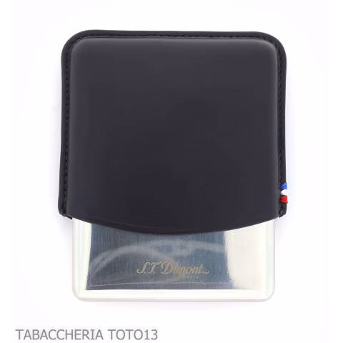 Estuche para puritos St. Dupont en metal y cuero negro 8 plazas - Accesorios Para Cigarrillos y Laminado