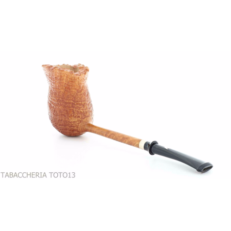 Flame of King pipe Pencil series Freehand shape in sandblasted briar - Tobacco Pipes - Natural root