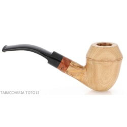 Bent Billiard olive tree tobacco pipe by Tom Spanu - Tom Spanu pipe