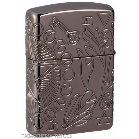 Zippo Armor wicca design en chrome brillant foncé gravure symboles magiques - Briquets - Laiton