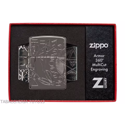 Zippo Armor wicca design en chrome brillant foncé gravure symboles magiques - Briquets - Laiton