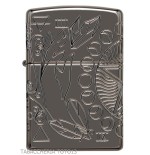 Zippo Armor Diseño wicca en cromo brillante oscuro grabado símbolos mágicos - Alumbradores