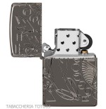 Zippo Armor Diseño wicca en cromo brillante oscuro grabado símbolos mágicos - Alumbradores