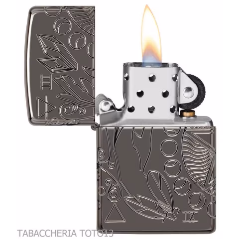 Zippo Armor wicca design en chrome brillant foncé gravure symboles magiques - Briquets - Laiton