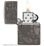 Zippo Armor Diseño wicca en cromo brillante oscuro grabado símbolos mágicos - Alumbradores