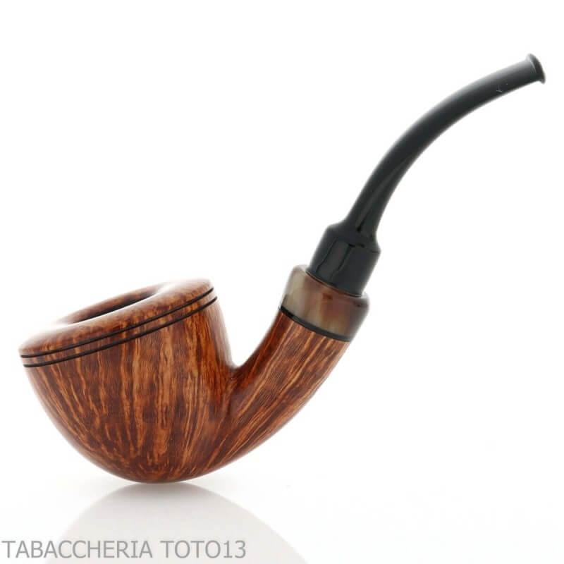 Pipa de forma curvada de Rodesia Damini en brezo natural brillante - Massimo Damini pipe
