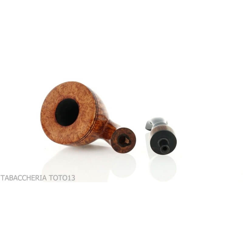 Pipa de forma curvada de Rodesia Damini en brezo natural brillante - Massimo Damini pipe
