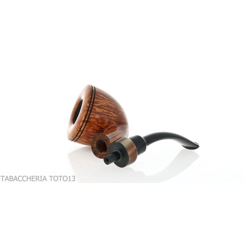 Pipa de forma curvada de Rodesia Damini en brezo natural brillante - Massimo Damini pipe