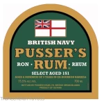 Pusser's rum - Pusser's British Navy select aged 151 Green Label Vol.75,5% Cl.70